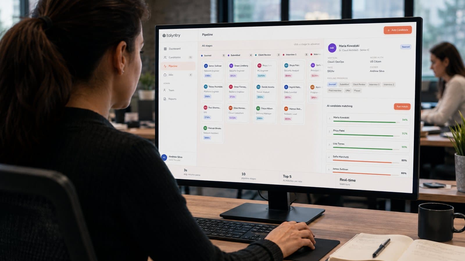 A team member working in the live dashboard