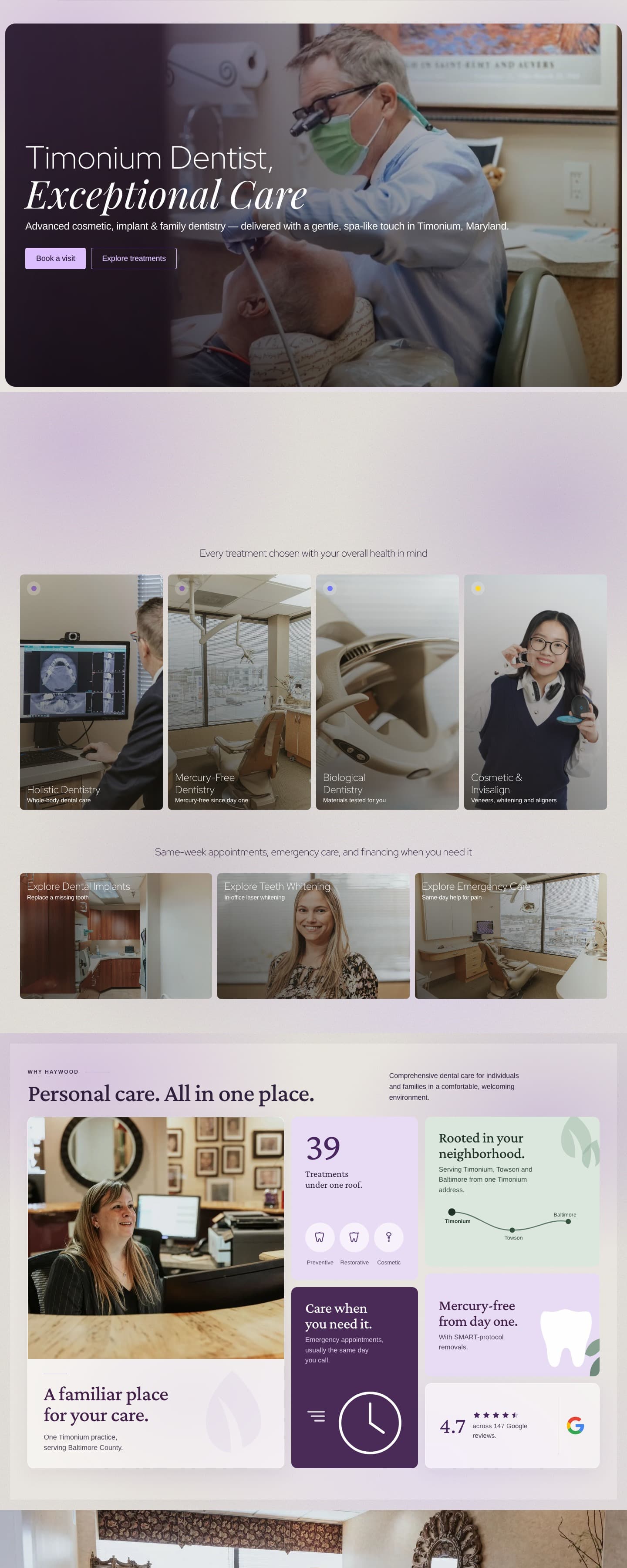 The rebuilt Flossem dental practice homepage, leading with whole-body and mercury-free care
