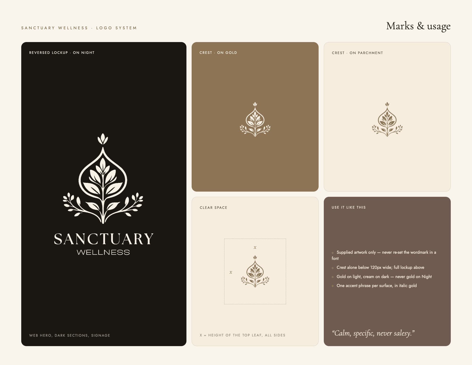 Sanctuary Wellness brand kit — reverse